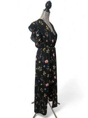 Emma & Michele Black Floral Midi Dress